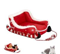 Genérico Christmas Sleigh Dog Bed, Christmas Themed Pet Sleigh Bed, Soft and Comfortable, Washable Holiday Pet Beds, for Small & Large Pets (Red,Small)