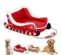 Genérico Christmas Sleigh Dog Bed, Festive Plush Cosy Dog Bed - Christmas Sleigh, Washable Durable Indoor Outdoor Use, for Puppy Winter Animal Indoor Outdoor Outside Car Sofa Crate (Red,Medium)