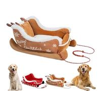 Genérico Christmas Sleigh Dog Bed, Festive Plush Cosy Dog Bed - Christmas Sleigh, Washable Durable Indoor Outdoor Use, for Puppy Winter Animal Indoor Outdoor Outside Car Sofa Crate (Brown,Small)