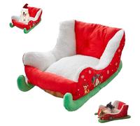 Genérico Christmas Sleigh Dog Bed, Interesting Red Christmas Cat Dog, Festive Plush Cozy, Santa Sleigh Pet Bed, Sofa,Washable (Medium)