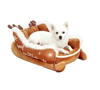 Genérico Christmas Sleigh Dog Bed - Winter Pet Nest, Gingerbread Sleigh-Style Christmas Dog Bed | Warm Holiday Gingerbread Puppy Sofa for for Dogs Cats, Cold Weather, Sleeping Napping Pet Space