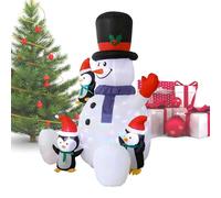 Genérico Christmas Snowman Blow - Inflatable RGB LED Snowman with Penguins Festive Light Up Ornament for Lawn, Garden, and Yard with Built-in Fan, Holiday Decor for Outdoor and Indoor 6ft