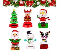 Genérico Christmas Solar - Dancing Figures 6 Piece Cute Solar Powered Santa Figurines | Holiday Shaking Head Toys for Home, Dorm, Desk or Festive Seasonal Decoration, 3.94x1.97x2.76in