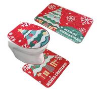 Genérico Christmas Toilet Seat Cover, Festive Rug Set, Anti-Slip Bathroom Mat, Cartoon Design Decor, Holiday Floor Prop, Home Dorm RV Apartment Hotel Use, 14.96x15.75 to 17.72x29.53 Inches