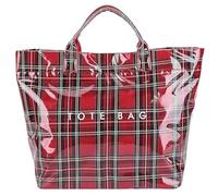 Genérico Christmas Tote Bags, Christmas Red Plaid PVC Tote Bag for Women, Spacious Shopping WorkBag, Vintage Christmas Buffalo Check Tote Bag Plastic Handbag (C)