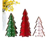 Genérico Christmas Tree Advent - Small Decorations | Handcrafted Wood with Matte Coating, Farmhouse Style Mini Trees, Tiered Tray Accent, Festive Shelf Ornament for Interiors