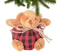 Genérico Christmas Tree Bear Ornaments - 4 Inch Plush Hanging Decor, Plaid Stuffed Animal Ornament for Holiday Party | Cute Mini Bear Decorations for Home, Birthday, Kids, Friends, Enthusiasts