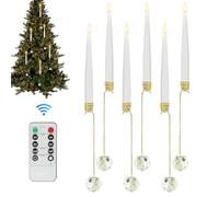 Genérico Christmas Tree Candles, Battery Operated LED Candles, 6-Piece Flameless Lights with Remote Control, Pearl Ball Hook Decor for Holiday, Wedding, Kitchen, Outdoor Party, Men, Women