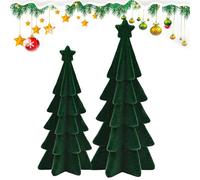 Genérico Christmas Tree Figurine, 2-Pieces Small Winter Christmas Tree, Resin Green Seasonal Party Decoration For Home Office School Apartment Hotel Pantry Living Room Bedroom Study Fireplace