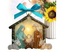 Genérico Christmas Tree Nativity Ornament - 2D Flat Centerpiece, 1 Unit Acrylic Nativity Scene Decor For Living Room Bedroom Study Room Mantel Dorm Nightstand Bookshelf, Religious Holy Family Pendant
