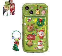 Genérico Christmas Tree Pendant Flip Mirror Case Cover for 17/16/15/14/13/12/11/X/XR Pro MAX Plus, Festive Protective Phone Case with Built-in Mirror, 3D Christmas Tree Charm (for 13,Green)