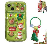Genérico Christmas Tree Pendant Flip Mirror Case Cover for iPhone 17 16 15 14 13 12 Pro MAX Plus, Festive Protective Case with 3D Christmas Tree and Mirror (for iPhone 12 Mini,Green)