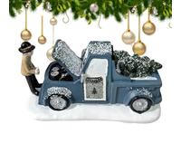 Genérico Christmas Truck Figurines - Resin Vintage Ornaments for Holiday Birthday Party | Red Blue Resin Material, Rustic Home Farm Desktop Decoration, Office Room Shelf Accent