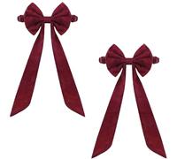 Genérico Christmas Velvet Chair Decoration Red Bows, Velvet Chair Sashes, Easy to Tie Festive Red, For Christmas Party, Wedding, Dining Room & Holiday Home Decor (2PCS)