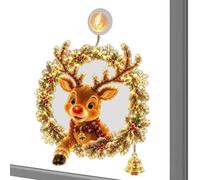 Genérico Christmas Window Light Acrylic LED Hanging Decoration 18cm | 18x18cm Acrylic Christmas Window Light With Button Battery; 130g LED Hanging Decoration For Festive