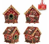 Genérico Christmas Wooden House Pearl Art Craft Kit, Festive Snowman Santa Reindeer Pattern Handmade Ornaments, Light Up Pearl Art Set for Adults, Holiday Tabletop Decor & Xmas Tree (D)