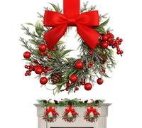 Genérico Christmas Wreath - 16x16x3cm Small Bow Tie Wreath | Long-Lasting Christmas Garland Decor, Seasonal Décor Accessories For Wall Mantle Kitchen Home Outdoor Indoor Holiday Winter Activities