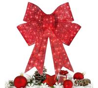 Genérico Christmas Wreath Bow, Christmas Decorations Wreath, 23.6in Lighted Red Ornaments For Winter Festival New Year Stair Living Room Porch Cabinet