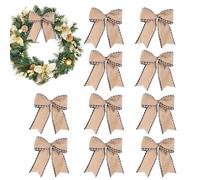 Genérico Christmas Wreath Bow - Vintage Garland Ornament for Holiday Decor | Cloth Material 17x15cm 10 Piece Set, Small Red Bow Decoration for Entryway, Party, Indoor, Outdoor and Wedding Garden