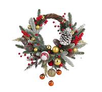 Genérico Christmas Wreath - Decorative Garland For Display | Cloth Foam Silk Flower and Rattan Ring with LED Lighted Design, For Front Door, Wall, Window, Wedding, Holiday Decoration