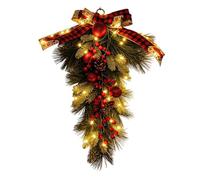 Genérico Christmas Wreath with Lights, Faux Illuminated Holiday Decoration with Pine Cones and Berries, Handmade Indoor Faux Pine Wreath for Mantel, Porch, Door, Kitchen