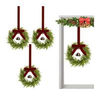 Genérico Christmas Wreaths - Small Rustic Farmhouse Wreaths, 4 Pieces for Cabinets | Perfect for Kitchen, Front Door, Window, Office, Walls, Seasonal Gatherings, 38.1x30.5 cm