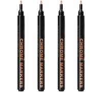 Genérico Chrome Marker - Chrome Paint Marker For Metal,4-Piece High Gloss Fine Tip Waterproof | For Mirror Glass Rock Model Painting Repair Tombstone Restoration