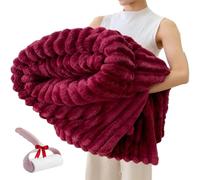 Genérico Chuai Home Bedding Blanket,Rabbit Plush Nap Blanket,Office Milk Fleece Flannel Warm Thickened Comfortable Sofa Throw Blanket,Soft, Warm (Red, 100 * 150cm/39.9 * 59.1in)