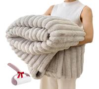 Genérico Chuai Home Bedding Blanket,Rabbit Plush Nap Blanket,Office Milk Fleece Flannel Warm Thickened Comfortable Sofa Throw Blanket,Soft, Warm (Light Gray, 120 * 200cm/47.2 * 78.7in)
