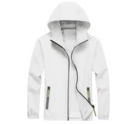 Genérico Chubasquero Hombre Ligera Impermeable Otoño Chaqueta Invierno Running Popular Trabajo Cortavientos Hombre Termica Bloqueo De Color Gabardina Ciclismo Halloween 2#Blanco M