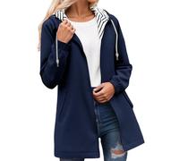 Genérico Chubasquero Mujer Impermeable Largo Chaqueta Ligera Parkas Cortaviento con Capucha Cremallera Softshelljakce Primavera Otoño Raincoat Abrigo para Exteriores