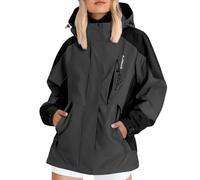 Genérico Chubasquero Mujer Impermeable Tallas Grandes Mujer Largo Senderismo Cazadoras Invierno Cortavientos Impermeable con Capucha Bomber Color Puro Otoño Ligera Ropa 11#Negro XL