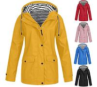 Genérico Chubasquero Mujer Poncho Impermeable Chaqueta de Lluvia al Aire Libre con Capucha para Mujer Gabardinas Casual Abrigo Talla Grande Deportivos Exteriores Cazadora Chubasqueros