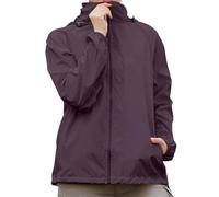 Genérico Chubasquero para mujer, resistente al agua, transpirable, cortavientos, chaqueta para exteriores, con capucha, monocolor, cremallera completa, chaqueta ligera, chaqueta cortavientos, chaqueta