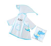 Genérico Chubasquero para niños, niño y niña, patrón de Conejo de Dibujos Animados, Poncho Transparente Eva con Sombrero, Moda Transparente (Blue, 2-3 Years)