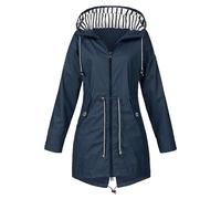 Genérico Chubasqueros Impermeable Mujer,Chubasquero para Mujer con Capucha Cortavientos Ligero De Manga Larga con Cremallera Y CordóN Impermeable con Bolsillos