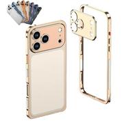 Genérico ChubbyCase Ultra - Thin Metal Frame Heat Dissipation Case with Detachable Metal Lens for iPhone, Anti-Scratch Shockproof Protective Case (Gold,iPhone 14 Pro MAX)