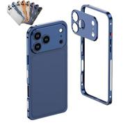 Genérico ChubbyCase Ultra - Thin Metal Frame Heat Dissipation Case with Detachable Metal Lens for iPhone, Anti-Scratch Shockproof Protective Case (Blue,iPhone 13 Pro)