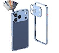 Genérico ChubbyCase Ultra - Thin Metal Frame Heat Dissipation Case with Detachable Metal Lens for iPhone, Anti-Scratch Shockproof Protective Case (Tit Blue,iPhone 15 Pro)