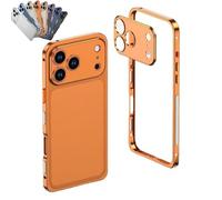 Genérico ChubbyCase Ultra - Thin Metal Frame Heat Dissipation Case with Detachable Metal Lens for iPhone, Anti-Scratch Shockproof Protective Case (Coral,iPhone 14 Pro)