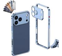 Genérico ChubbyCase Ultra-Thin Metal Frame Heat Dissipation Case with Lens Protector, Detachable Lens Cover, One-Click Installation, for iPhone 17/16/15/14 Pro MAX (for iPhone 15,Blue)