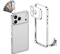 Genérico ChubbyCase Ultra-Thin Metal Frame Heat Dissipation Case with Lens Protector, Detachable Lens Cover, One-Click Installation, for iPhone 17/16/15/14 Pro MAX (for iPhone 14plus,Silver)