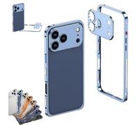 Genérico ChubbyCase Ultra-Thin Metal Frame Heat Dissipation Case with Lens Protector, Detachable Metal Lens Cover Protective Case for iPhone 17 Pro MAX (for iPhone 17,Tit Blue)