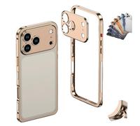 Genérico ChubbyCase Ultra-Thin Metal Frame Heat Dissipation Case with Lens Protector for iPhone 17/16/15/14 Pro MAX, Detachable Metal Lens Cover with Heat Dissipation Vents (Gold,17 Pro MAX)