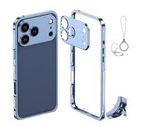 Genérico Chubbycase - Ultra-Thin Metal Frame Heat Dissipation Case with Lens Protector for iPhone 17/16/15/14/13 Air Pro MAX, Magnetic Charging Aluminum Alloy Frame Phone Case (Blue,For iPhone13PRO)