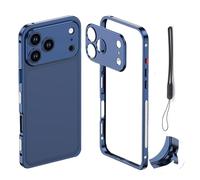 Genérico ChubbyCase Ultra-Thin Metal Frame Heat Dissipation Case with Lens Protector for iPhone 17/16/15/14/13 Pro MAX, Detachable Shockproof Magnetic Charging Phone Case (16Pro,Blue2)