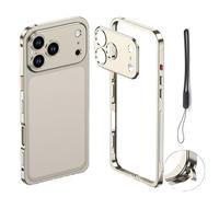 Genérico ChubbyCase Ultra-Thin Metal Frame Heat Dissipation Case with Lens Protector for iPhone 17/16/15/14/13 Pro MAX, Detachable Shockproof Magnetic Charging Phone Case (15,Titanium)