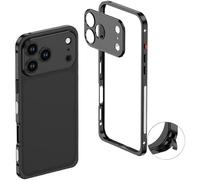 Genérico ChubbyCase Ultra-Thin Metal Frame Heat Dissipation Case with Lens Protector for iPhone 17/17 Air/17 Pro/17 Pro Max/16/15/14/13/12 Pro MAX (15 Pro MAX,Black)