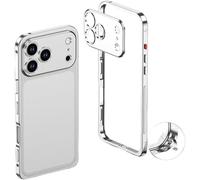 Genérico ChubbyCase Ultra-Thin Metal Frame Heat Dissipation Case with Lens Protector for iPhone 17/17 Air/17 Pro/17 Pro Max/16/15/14/13/12 Pro MAX (13,Silver)