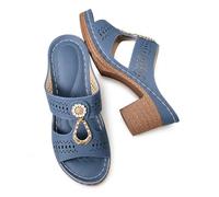 Genérico Chunky Heel Sandals for Women 2026 Dressy Summer Casual Open Toe Sandals Orthopedic Comfortable Platform Wedge Sandals (blue,36)